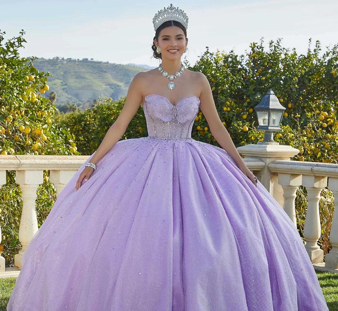 Model wearing a quinceañera dress