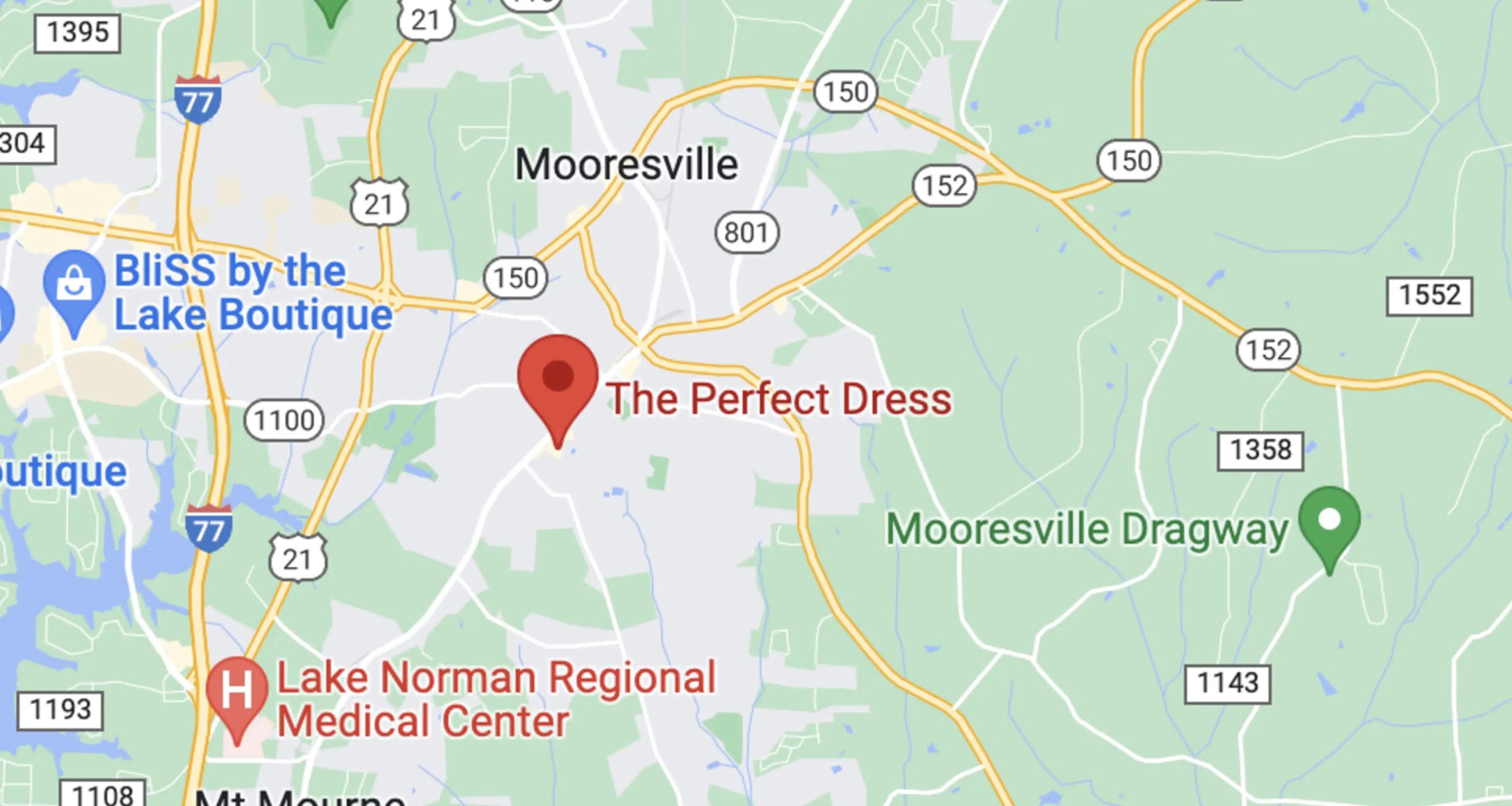 The Perfect Dress NC location. Mobile image