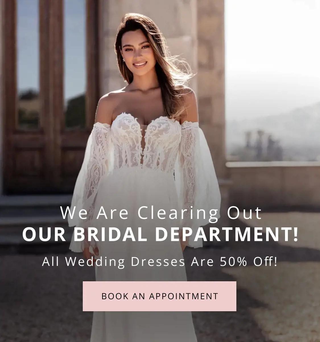 Banner Promoting 50% Off On All Bridal Dresses